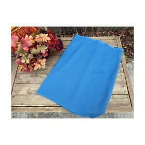 Luisa Spagnoli 100% Virgin Wool Fine Knit Pencil Skirt Blue Lined Stretch Waist